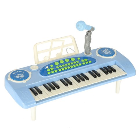 Keyboard dla dzieci pianinko interaktywne organki 37 klawiszy mikrofon statyw niebieski Kik Sp. z o. o. Sp. k.