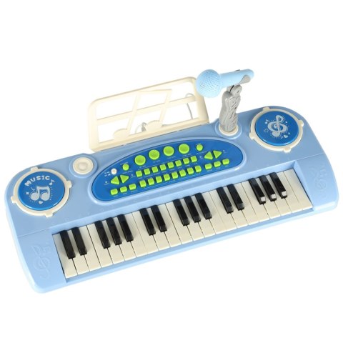 Keyboard dla dzieci pianinko interaktywne organki 37 klawiszy mikrofon statyw niebieski Kik Sp. z o. o. Sp. k.