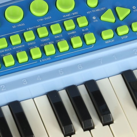 Keyboard dla dzieci pianinko interaktywne organki 37 klawiszy mikrofon statyw niebieski Kik Sp. z o. o. Sp. k.