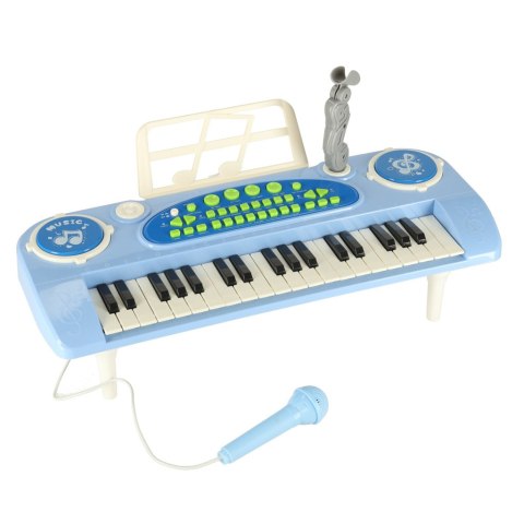 Keyboard dla dzieci pianinko interaktywne organki 37 klawiszy mikrofon statyw niebieski Kik Sp. z o. o. Sp. k.
