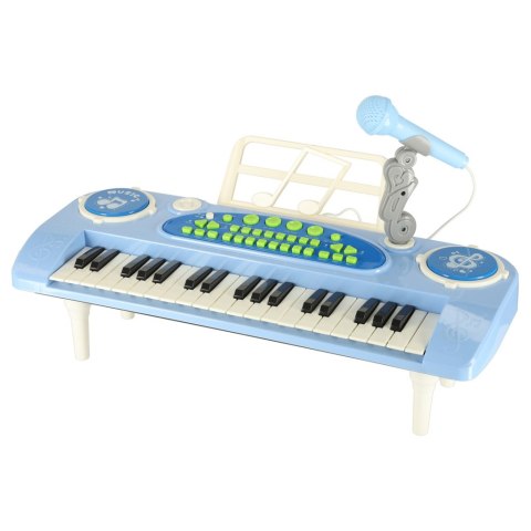 Keyboard dla dzieci pianinko interaktywne organki 37 klawiszy mikrofon statyw niebieski Kik Sp. z o. o. Sp. k.