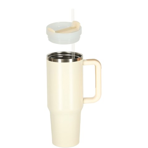 Kubek termiczny ze słomką i uchwytem termos 1200ml kremowy Kik Sp. z o. o. Sp. k.