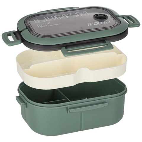 Lunch box śniadaniówka pudełko śniadaniowe z przegródkami dzielone 1200ml zielone Kik Sp. z o. o. Sp. k.