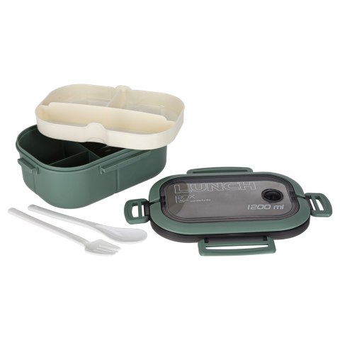 Lunch box śniadaniówka pudełko śniadaniowe z przegródkami dzielone 1200ml zielone Kik Sp. z o. o. Sp. k.