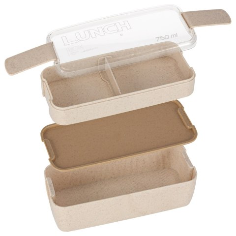 Lunch box śniadaniówka pudełko śniadaniowe z przegródkami dzielone 750ml beżowe Kik Sp. z o. o. Sp. k.