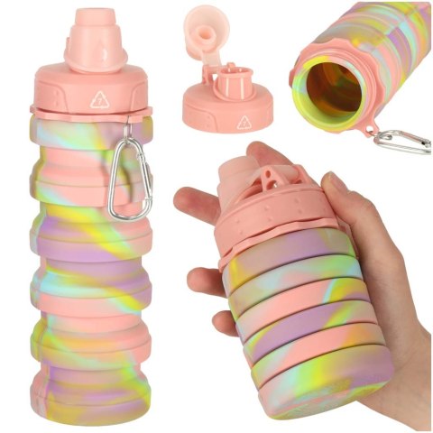 Butelka na wodę bidon silikonowy składany z uchwytem BPA FREE 500ml tęczowy Kik Sp. z o. o. Sp. k.