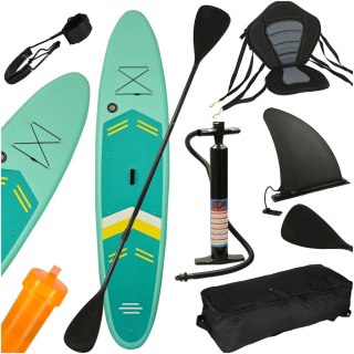 Deska SUP pompowana do pływania z siedzeniem akcesoriami wiosło zestaw turkusowa 350 cm Kik Sp. z o. o. Sp. k.