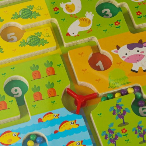Gra labirynt magnetyczna planszowa drewniana do podróży farma 2 graczy Kik Sp. z o. o. Sp. k.