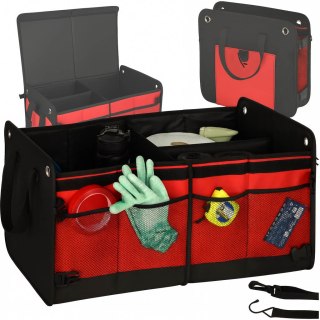 Organizer do bagażnika auta 56L XXL wzmocniony składany z klapą czarno-czerwony Kik Sp. z o. o. Sp. k.