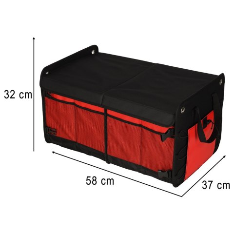 Organizer do bagażnika auta 56L XXL wzmocniony składany z klapą czarno-czerwony Kik Sp. z o. o. Sp. k.