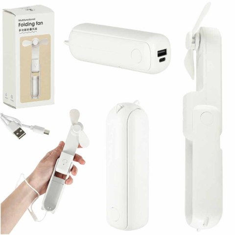 Wiatrak biurkowy wentylator mini ręczny składany wiatraczek przenośny USB biały Kik Sp. z o. o. Sp. k.