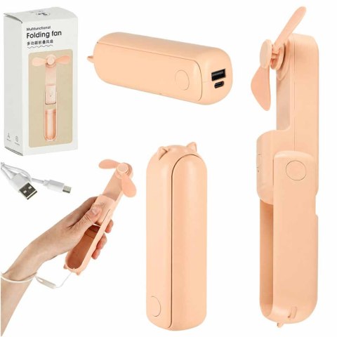 Wiatrak biurkowy wentylator mini ręczny składany wiatraczek przenośny USB różowy Kik Sp. z o. o. Sp. k.